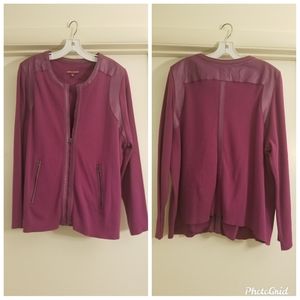 Jessica London Sweater Jacket w/faux leathe